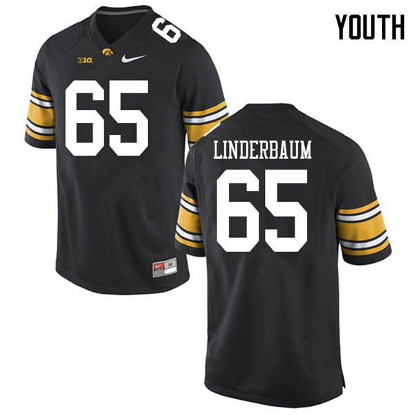 Youth #65 Tyler Linderbaum Iowa Hawkeyes College Football Jerseys Sale-Black